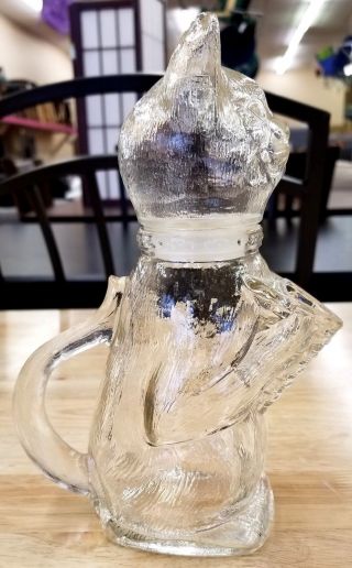 Vintage WMF Germany Clear Glass Kitty Cat Pitcher Creamer Decanter 3