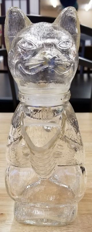Vintage WMF Germany Clear Glass Kitty Cat Pitcher Creamer Decanter 4