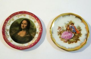 Limoges Small Miniature Plates Mona Lisa And Victorian Scene