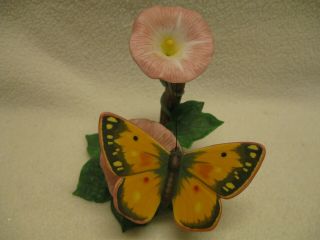 Lenox 1993 Orange Sulphur Butterfly On Flower Porcelain Figurine
