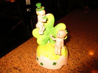 Lefton - Irish St Patricks Day Music Box Figurine 1986 Cupie Cupid When Irish Eye
