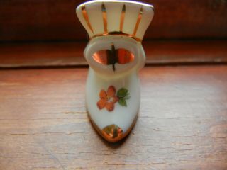 Vintage Limoges France Miniature Porcelain Shoe Heel Floral Gold Flower 1