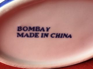 Bombay Blue & White Tile Motif Tea Set - Footed Teapot,  Sugar & Creamer Platinum 2
