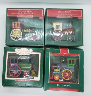 Hallmark Keepsake Ornament Tin Locomotive 1985,  1986,  1987 & 1989
