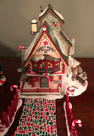 Department Dept 56 christmas snow village Sweet Rock Candy Co building trees elf 3