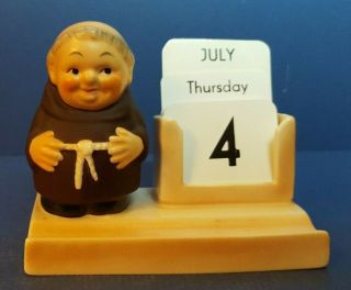 Vintage Goebel Friar Tuck Perpetual Calendar Kf 55,  Tmk 3,  With Cards