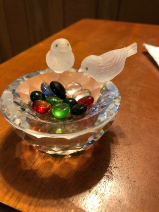 Retired Swarovski Silver Crystal Dove Bird Bath 7460 Nr108 Figurine