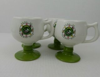 Seal Of Puerto Rico Caribe China Footed Coffee Cups Restaurant Ware Set Of 4