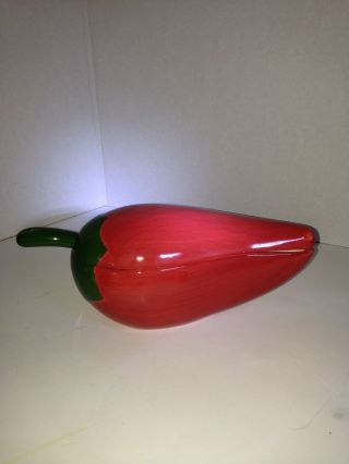 " Red Hot " Chile Pepper Shaped Ceramic Bowl With Spoon