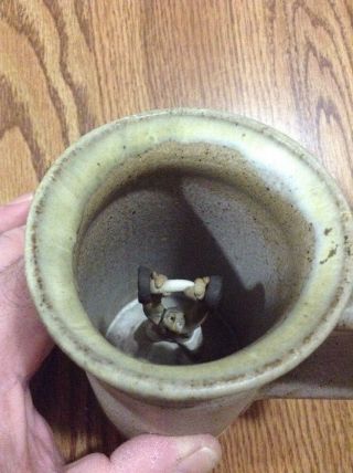 Stoneware Surprise Weightlifter Inside Coffee Mug Hand - Made
