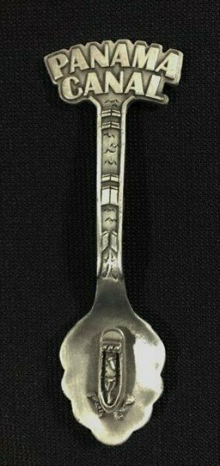 Panama Canal Pewter Souvenir Spoon,  3 - D Boat & Canal