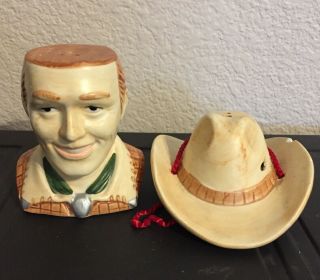 Vintage Stacking Cowboy with Hat Salt and Pepper Shakers - 2