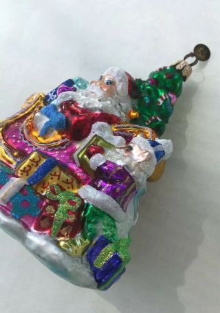 CHRISTOPHER RADKO Christmas Ornament Glass Santa In Sleigh,  Tree & Snowman 2