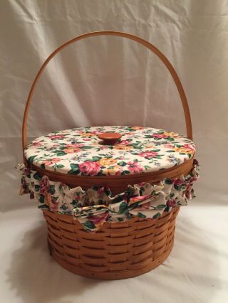 Longaberger 1997 Hostess Sewing Basket With Padded Lid