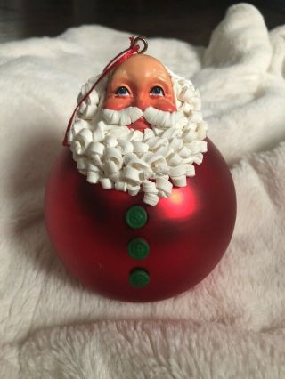 Dept 56 Santa Ball Christmas Mercury Glass Ornament & Box 6 " Dia.