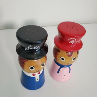 Vintage Wooden Salty and Peppy Salt and Pepper Shakers Japan 4