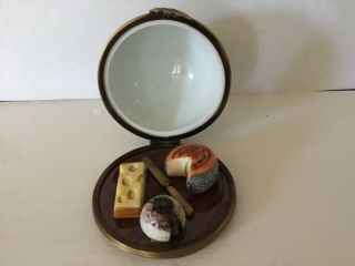 Limoges Porcelain Trinket Pill Box Hinged Cheese Platter Dome Plate 2