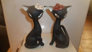 Vintage Davar Mid Century Black Cats Salt & Pepper Shaker Set