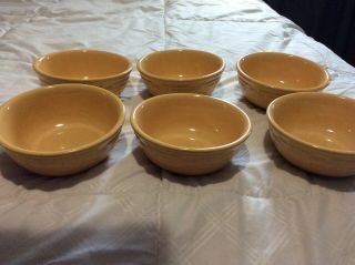 6 Longaberger Woven Traditions Pottery Butternut (yellow) 6 " Cereal Soup Bowl 2