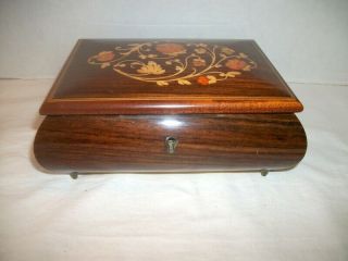 Vintage Reuge Swiss Musical Jewelry Box,  Inlaid Wood Italy,  Lara 