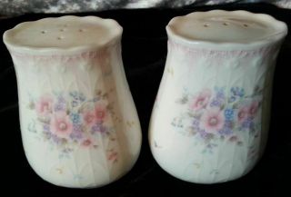 Floral Discontinued Mikasa " Precious " Salt And Pepper Shakers