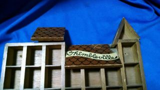 Vintage Enesco Thimbleville Wood Display Case for 25 Souvenir Sewing Thimbles 3