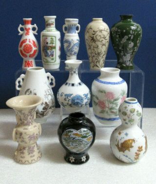 Franklin Imperial Dynasty Miniature Vases 11 Pc Porcelain Figurines