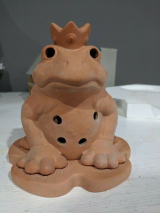 Party Lite Terra Cotta Frog Prince Tealight Votive Holder Box