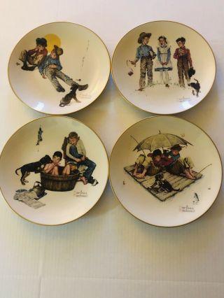 1975 Norman Rockwell Four Seasons Plates Limited Ed.  Gorham Set Of 4