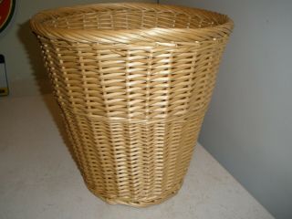 Vintage Wicker Basket Trash Can 11.  5 " X 11 " Light Color
