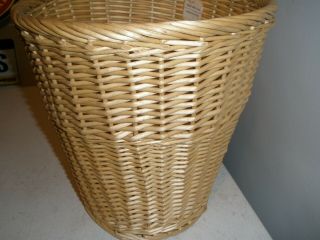 Vintage Wicker Basket Trash Can 11.  5 