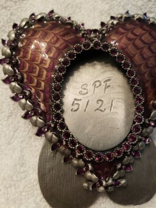 Jay Strongwater 5121 Purple Heart Swarovski Crystal Oval Frame Flaw Please Read 2