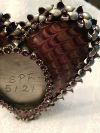 Jay Strongwater 5121 Purple Heart Swarovski Crystal Oval Frame Flaw Please Read 8