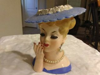 Vintage Napco Pretty Lady Head Vase - Necklace & Earrings
