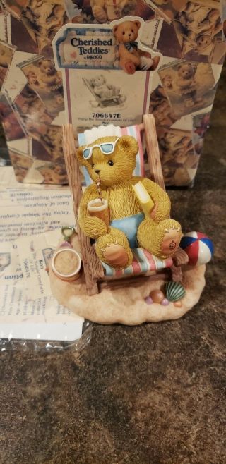 Enesco Cherished Teddies Bear Figurine Ron Beach 2