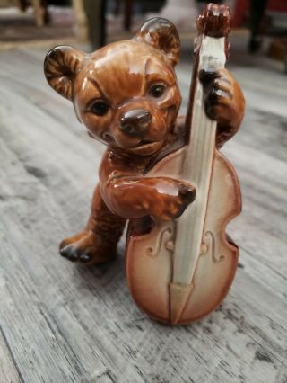 Vintage Goebel West Germany Brown Bear With Cello