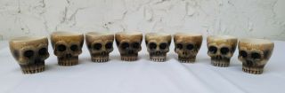 8 Skull Skeleton Head Grim Reaper Halloween Tiki Bar Ceramic Cups Mugs Goth