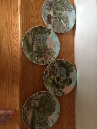 Currier & Ives 4 Seasons Vintage Plates Set Of 4 Winter Spring Summer Fall