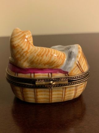 LIMOGES BOX CAT AND KITTEN IN BASKET 3