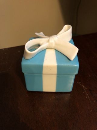 Blue & White Bow Mini Tiffany & Co.  Trinket Jewelry Box Porcelain Bone China