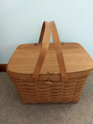 Longaberger Early 1989 Picnic Basket With Double Swing Handles