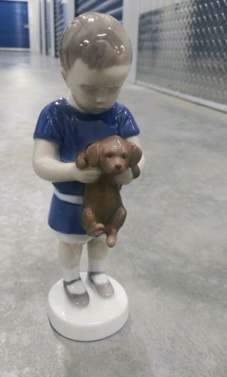 B& G Copenhagen Porcelain Figurine Boy And Pup 1747