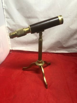 Victorian Style Nautical Brass Desktop / Tabletop Telescope With Tripod Stand