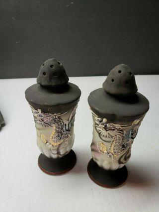 Vintage Dragon Ware Hand Decorated Asian Salt And Pepper Shakers