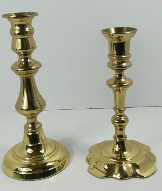 2 Baldwin Brass Candlestick Holders Round Base Forged In America