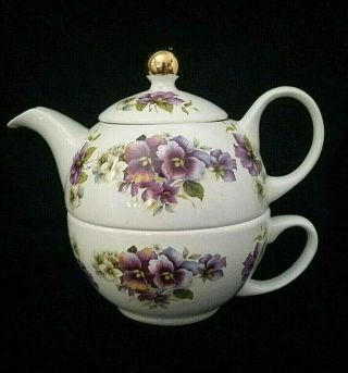Tea For One | Arthur Wood & Son | Staffordshire | England | Teapot Pansies 6496