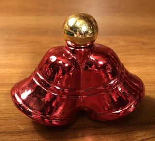 Vintage Avon Bottle Red Christmas Bells With Gold Knob (empty Bottle)