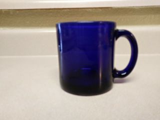 Vintage Cobalt Blue 12 Oz Glass Coffee Mug Made In The Usa