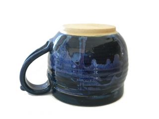 Hand Thrown Art Pottery COFFEE CUP MUG Blue Drip Glaze 4