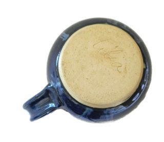 Hand Thrown Art Pottery COFFEE CUP MUG Blue Drip Glaze 5